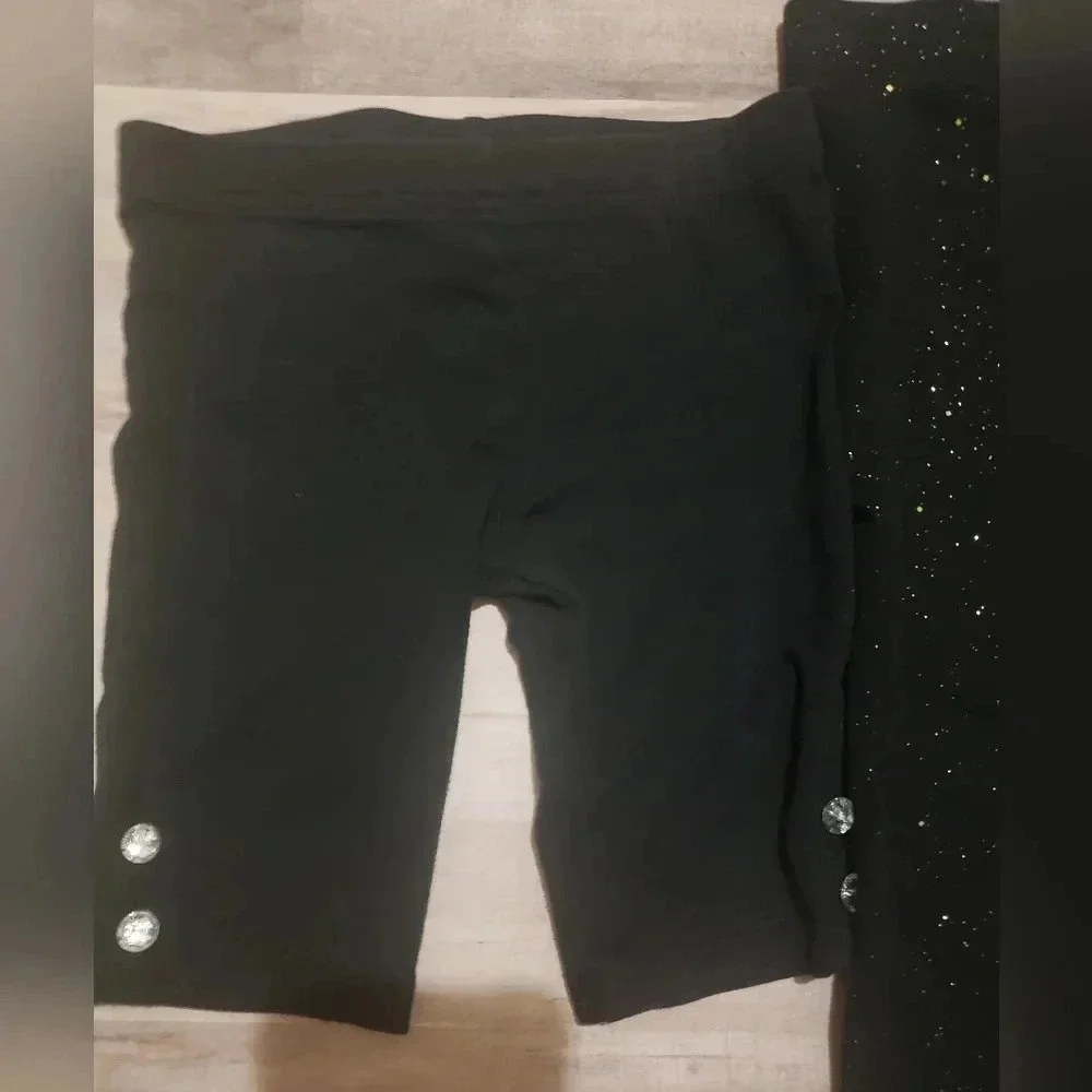 Toddler girl leggings and biker shorts‎ bundle size 4t, 4, 4-5; black, glitter